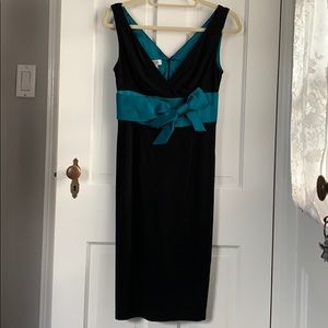 Kay Unger Black Teal Evening Dress